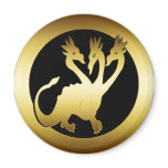 GOLD THREE HEADED DRAGON magnets