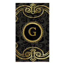 Gold Tones Baroque Swirls Pattern 2 Business Card Template