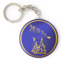 Gold Trees and Santas Reindeer Keychain