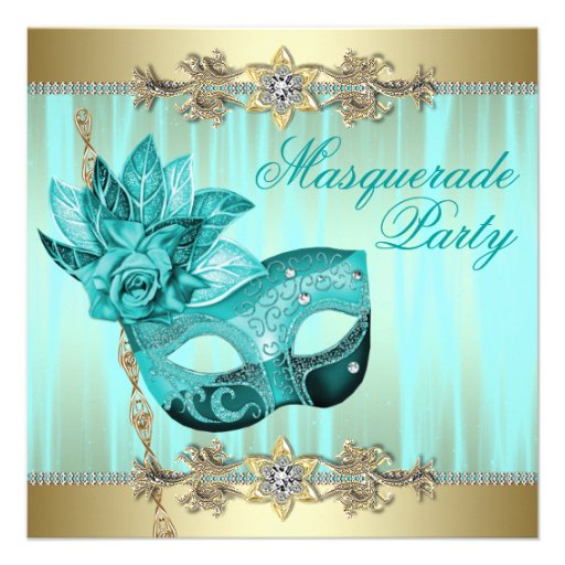 Gold Masquerade Invitations