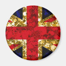 Gold UK Flag London 3D magnet