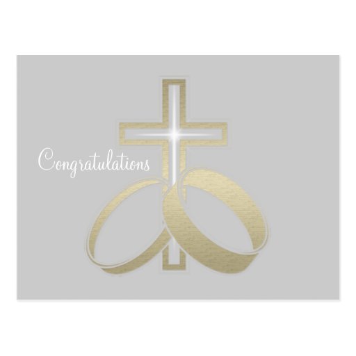 Gold Wedding Rings and Cross Postcard