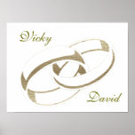 Gold Wedding Rings Customisable Poster posters