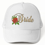 Gold & white Bride CAP with Rose Mesh Hats