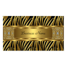 Gold Wild Zebra Black Jewel Look Image Business Card