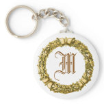 Gold Wreath Monogrammed Keychain