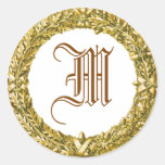 Gold Wreath Monogrammed Stickers