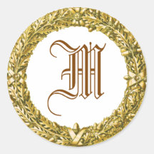 Gold Wreath Monogrammed Stickers