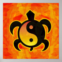 Gold Yin Yang Turtle Poster