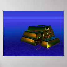 Goldbars on Purple background Posters