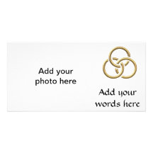 Golden "3-D" Trinity Rings Personalised Photo Card