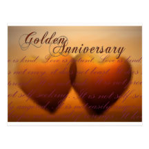 Golden 50 year anniversary postcard