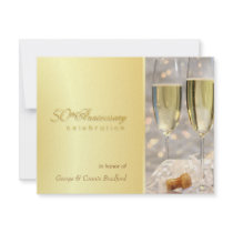 Golden 50th Anniversary Party Invitations