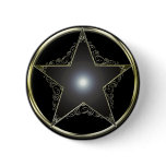 Golden 5 Point Star Pinback Button