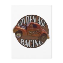 Golden Age Willys Gasser Drag Racing Patina Post Card