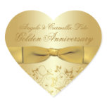Golden Anniversary Heart Shaped Sticker