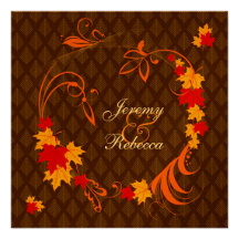 Golden Autumn Flourish Wedding Invitation