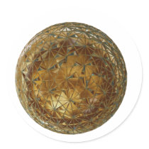 golden ball round sticker