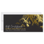 Golden Bamboo Leaves Zen Spa Gift Certificate rack cards