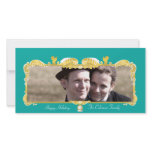 GOLDEN BAROQUE FRAME WITH ANGELS BLUE photo cards