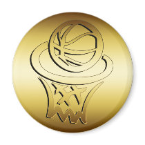GOLDEN BASKETBALL HOOP MAGNET