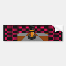 Golden Black Dragon Knight Chess Design 3D Bumper Stickers