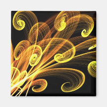Golden Blossoms Abstract Art Fridge Magnets
