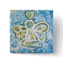 Golden Blue Angel Button