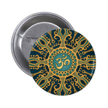 Golden Blue Aum Star Pin
