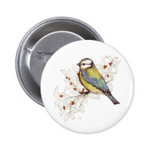 Golden/blue bird button