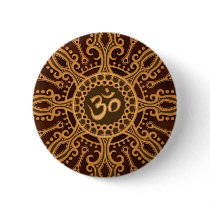 Golden Brown Aum Star Pinback Buttons