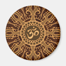 Golden Brown Aum Star Fridge Magnet