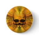 Golden Burst Winged Skull buttons