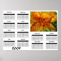 Golden butterfly collage - 2009 Calendar Print