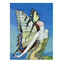 Golden Butterfly Fairy Postcard