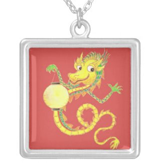 Golden Chinese Dragon Necklace necklace