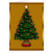 Golden Christmas Tree Xmas Card