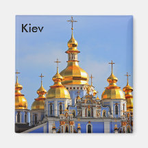 Golden copes of in cathedral in Kiev taken in spri Refrigerator Magnet