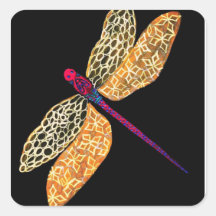 Golden Dragonfly Square Sticker