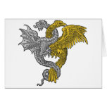 Golden eagle and silver dragon entwined cards