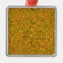 Golden Earth Tones Textured Mosaic Tiles Pattern Ornament
