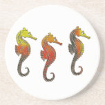 Golden Enameled Seahorse Coaster