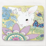 Golden Floral Bunny Mouse Pad mousepads