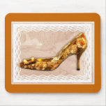 Golden Floral Royalty Shoe Mouse Pad