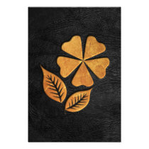 Golden Flower on Black Leather