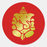 Golden Ganesha Round Sticker