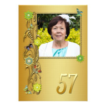 Golden Garden 57th Birthday party invitation