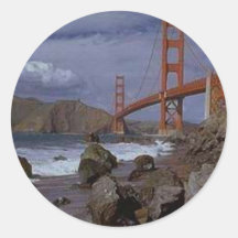 Golden Gate from the Pacific Round Sticker