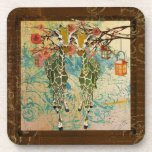 Golden Giraffes Rose Cork Coaster cork coasters