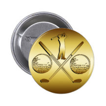 GOLDEN GOLF PINBACK BUTTON
